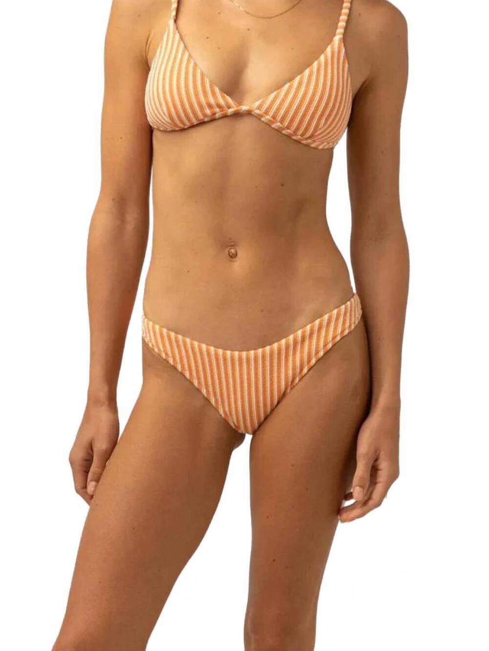 NEW RHYTHM. sunbather stripe hi cut pant in coral sand